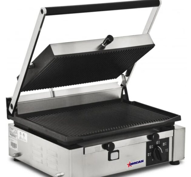 Omcan PG-IT-0610-R Elite Series 10″ x 14″ Single Panini Grill with Top and Bottom Grooved Grill Surface